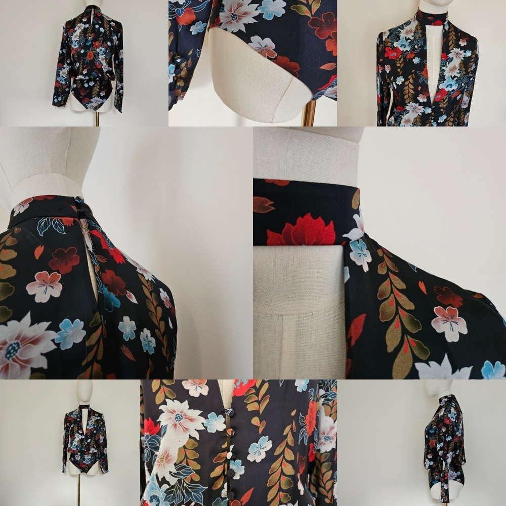 ZARA Flower Bodysuit with Choker Collar - Picture 10 of 11